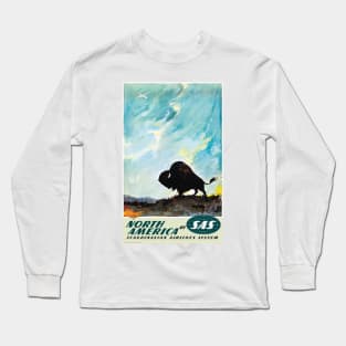 Vintage Travel Poster North America SAS Long Sleeve T-Shirt